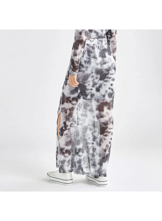 Splash FAV Tie Dye Print Maxi Skirt with Elasticated Waistband and Slit