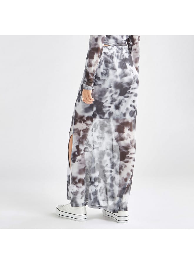 Splash FAV Tie Dye Print Maxi Skirt with Elasticated Waistband and Slit  - Image 3