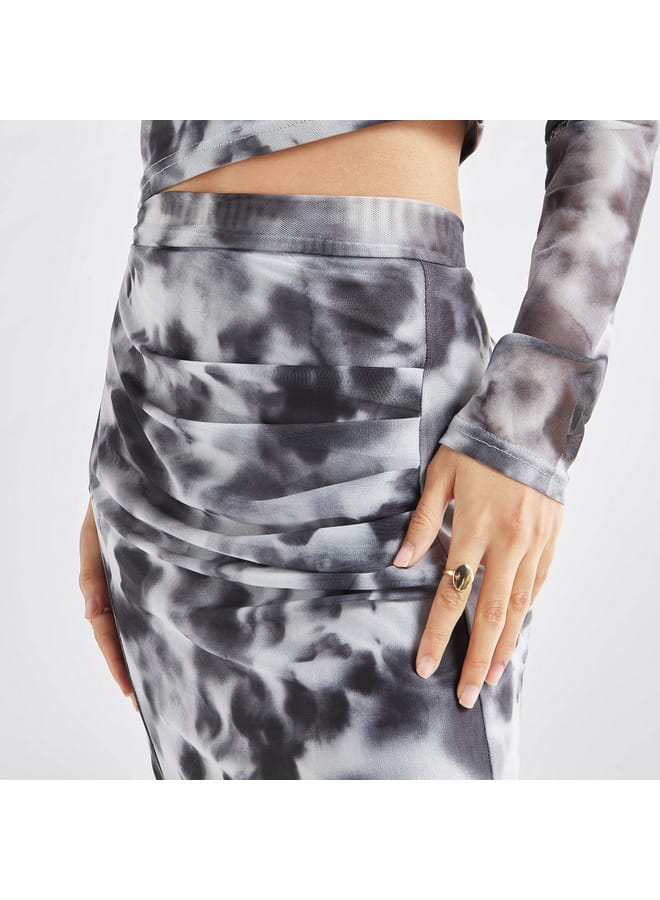 Splash FAV Tie Dye Print Maxi Skirt with Elasticated Waistband and Slit  - Image 4