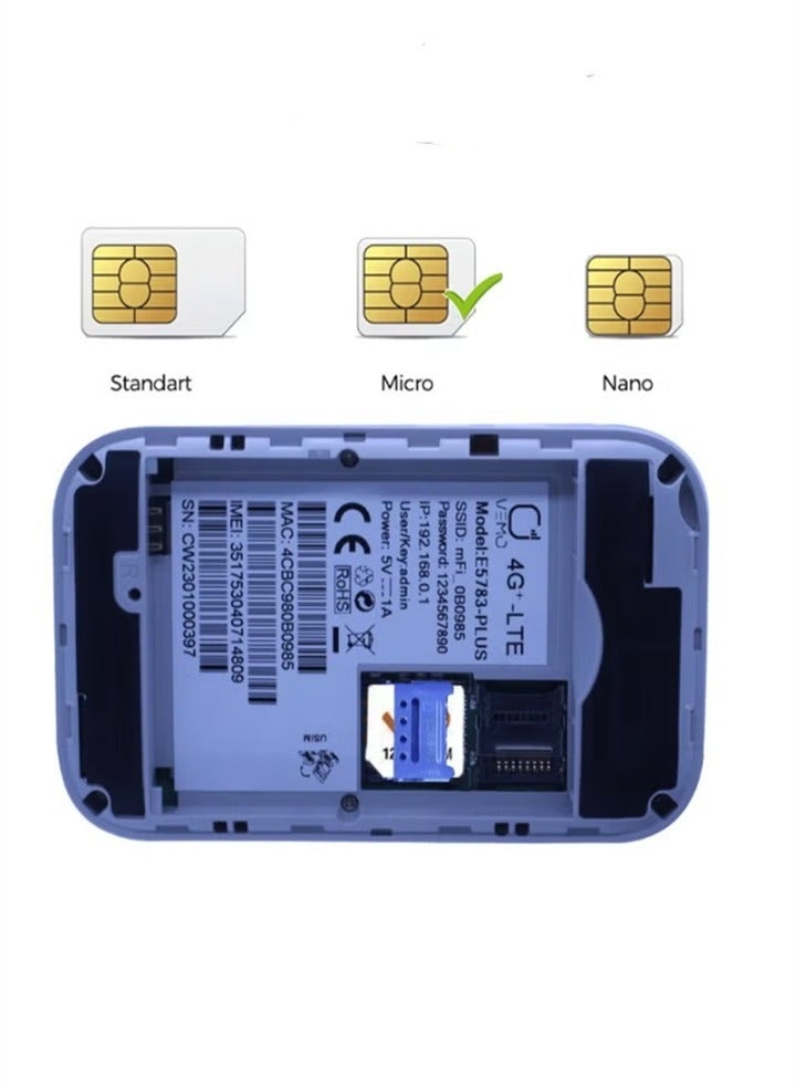 جهاز توجيه واي فاي محمول E5783 Plus 4G LTE CAT4 بسرعة 300 ميجابت في الثانية مع فتحة بطاقة SIM وواي فاي محمول للسيارة وبطارية 3000 مللي أمبير في الساعة وجهاز توجيه محمول للتوصيل والتشغيل للمنزل والأعمال  - Image 3