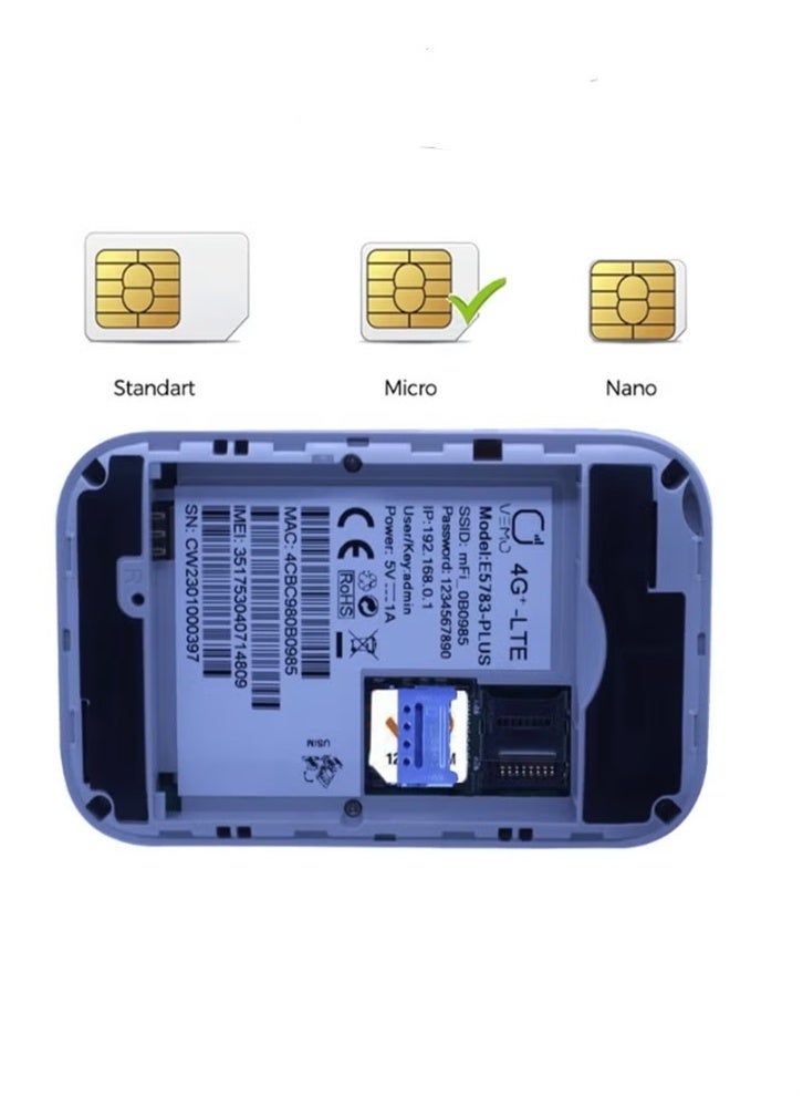 E5783 Plus 4G LTE CAT4 300Mbps Portable WiFi Router with SIM Card Slot Car Mobile Wifi 3000mAh Battery Portable Router Plug and Play for Home Business - Image 3