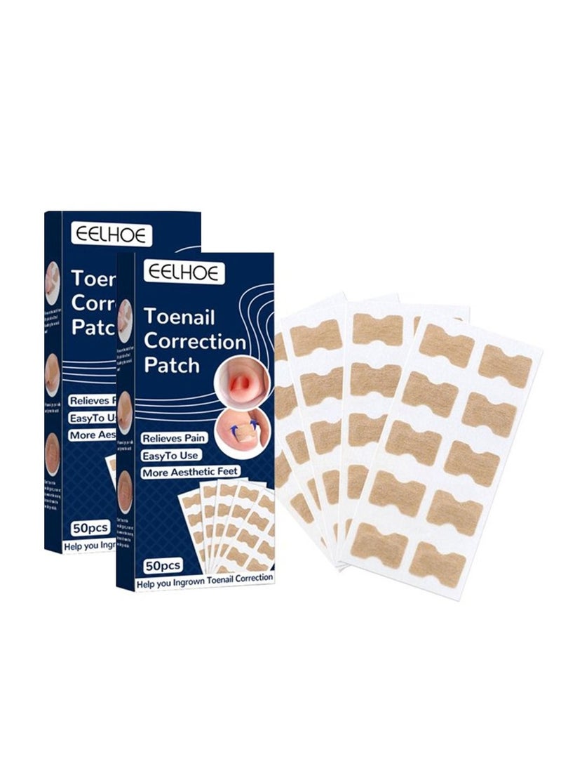 EELHOE 100 Pieces  Ingrown Toenail Correction Stickers Toenail Corrector Patch Glue free Ingrown Toenail Corrector Strips Toe Nail Correction File Patches Relieve Nail Groove Unisex - Image 1