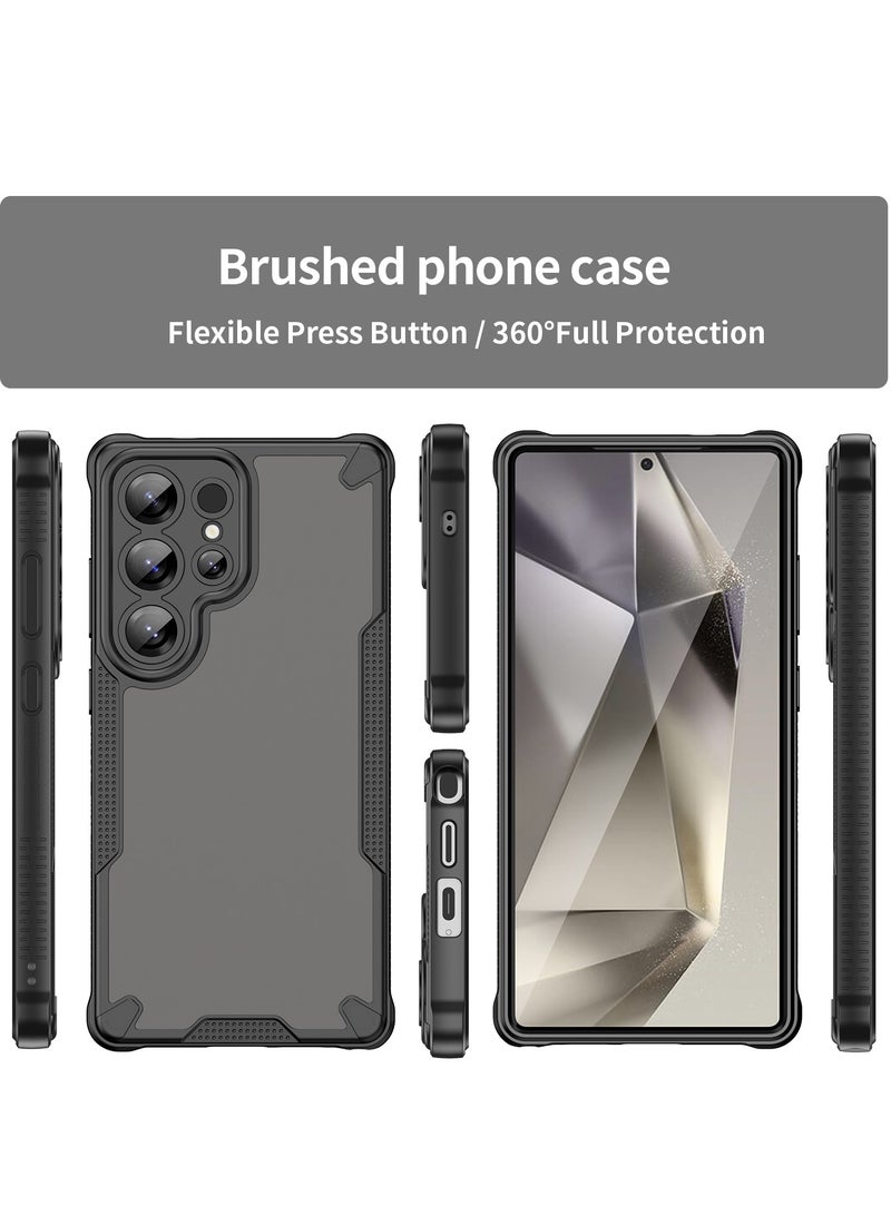 for Samsung Galaxy S25 Ultra Case Cover, Armor of Brushed Comfortable Oil Waterproof TPU+PC Soft Semi-translucentmatte Feel Cell Phone Protective Case for Samsung Galaxy S25 Ultra, Black  - Image 2