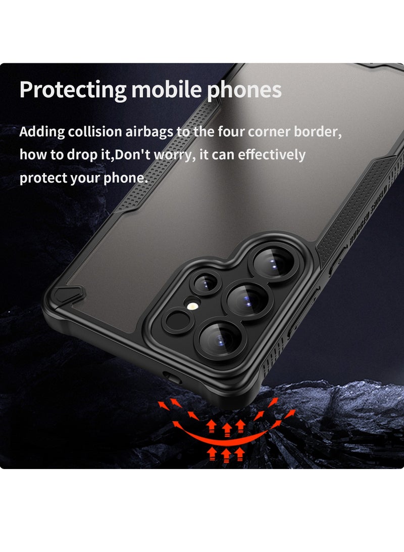 for Samsung Galaxy S25 Ultra Case Cover, Armor of Brushed Comfortable Oil Waterproof TPU+PC Soft Semi-translucentmatte Feel Cell Phone Protective Case for Samsung Galaxy S25 Ultra, Black  - Image 3