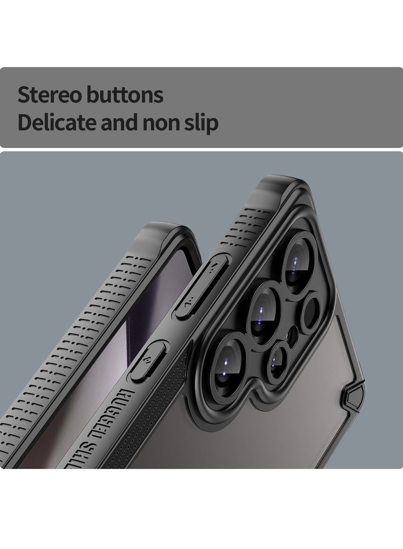 for Samsung Galaxy S25 Ultra Case Cover, Armor of Brushed Comfortable Oil Waterproof TPU+PC Soft Semi-translucentmatte Feel Cell Phone Protective Case for Samsung Galaxy S25 Ultra, Black  - Image 4