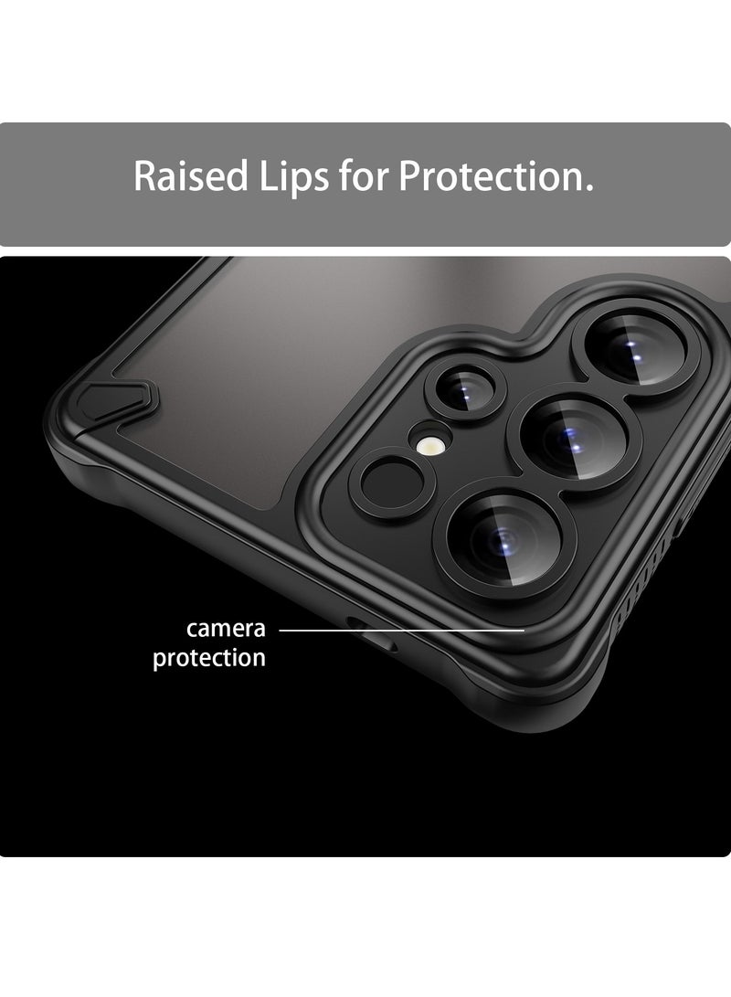 for Samsung Galaxy S25 Ultra Case Cover, Armor of Brushed Comfortable Oil Waterproof TPU+PC Soft Semi-translucentmatte Feel Cell Phone Protective Case for Samsung Galaxy S25 Ultra, Black  - Image 5