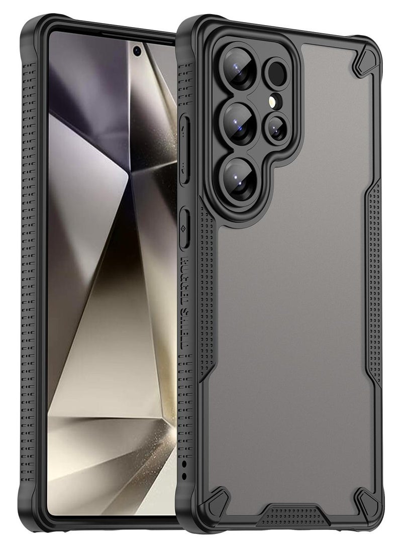 for Samsung Galaxy S25 Ultra Case Cover, Armor of Brushed Comfortable Oil Waterproof TPU+PC Soft Semi-translucentmatte Feel Cell Phone Protective Case for Samsung Galaxy S25 Ultra, Black - Image 1