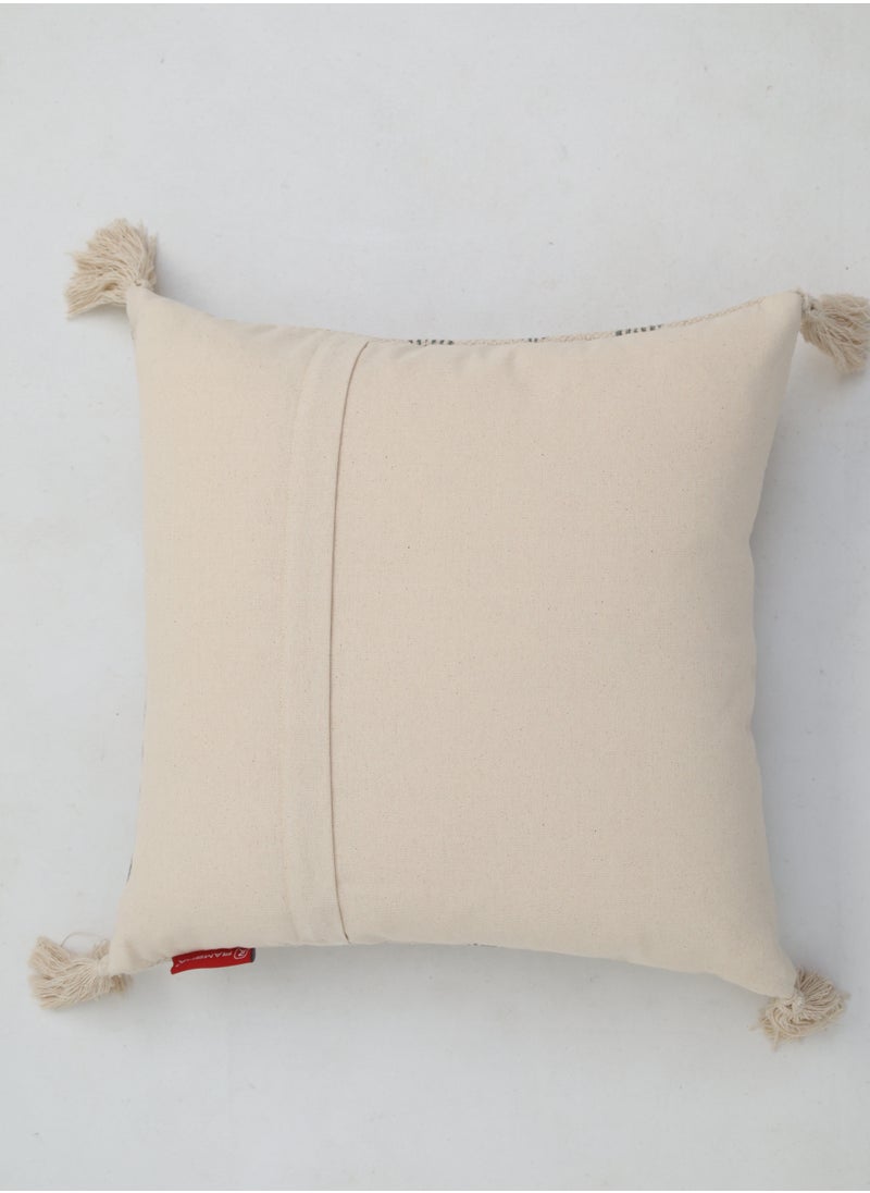 Ramsha - Grey and White Color Printed Home Decor Tassel Cushion with insert for bedroom– CS 326 - Image 1