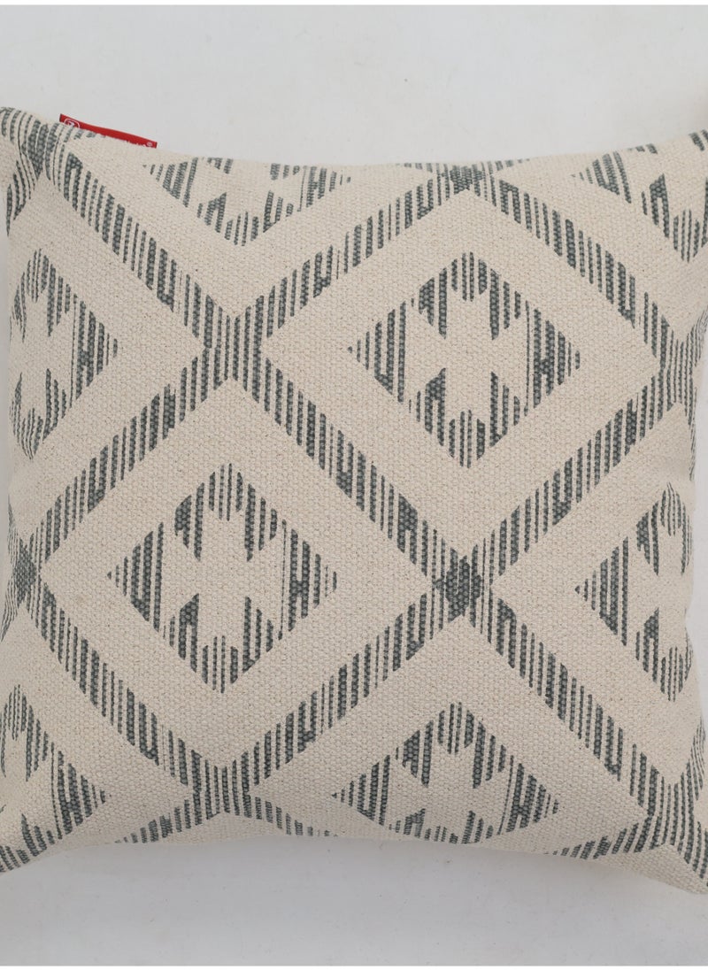 Ramsha - Grey and White Color Printed Home Decor Tassel Cushion with insert for bedroom– CS 326 - Image 1