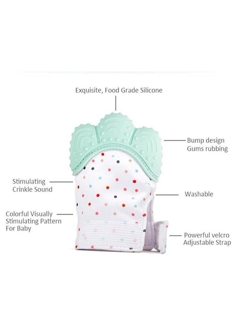 Pikkaboo - Organic 2in1 BPA Free nonslip baby mitten teether & pacifier - Mint - Image 1