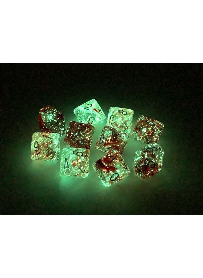 Chessex - Chessex d10 Dice Set: Nebula Luminary - Red w/Silver (10) - Image 1