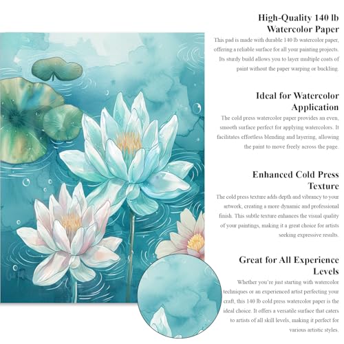 Fuxi Small Watercolor Sketchbook, 2-Pack - 5.5" x 8.5" | 140lb/300gsm Cold Press Watercolor Paper, 30 Sheets Per Pad. - Image 3