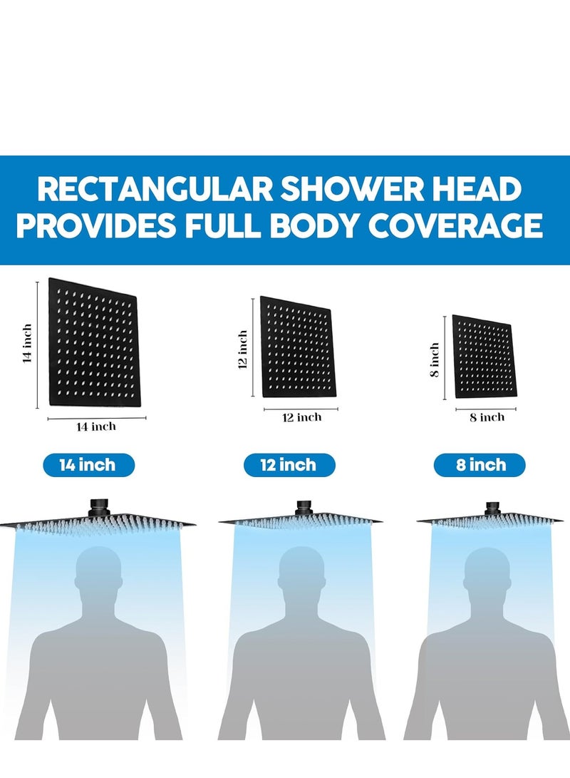 Arabest Shower Head,8”Rain Shower Head with Handheld Spray Combo and Adjustable Extension Arm/3-Way Flow Regulator/Shower System,High Pressure Rain Fall Hose,Matt Black - Image 4