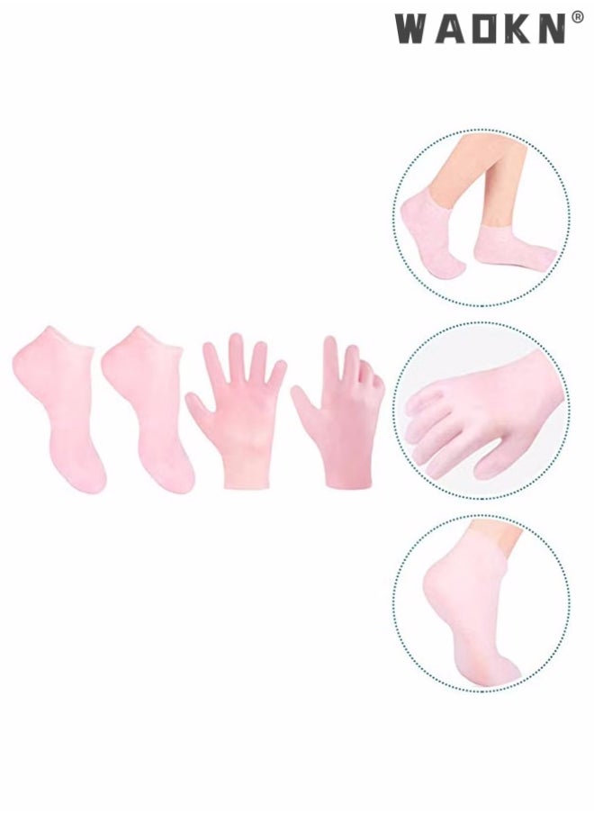 WAOKN 2 Pairs Smooth, Moisturizing Socks Set Gel Spa Gloves Skin Care Socks, for Moisturize Soften Repairing Hands Feet Callus Remover, Foot Anti-ing Protector Foot Care Tool for Women Men Dry ed Foot Skin  - Image 5