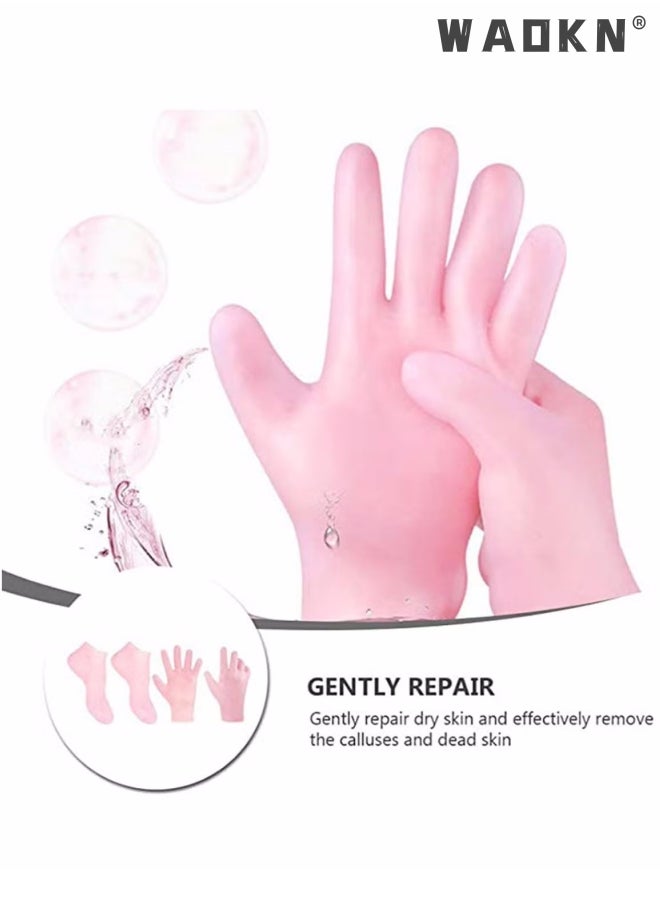 WAOKN 2 Pairs Smooth, Moisturizing Socks Set Gel Spa Gloves Skin Care Socks, for Moisturize Soften Repairing Hands Feet Callus Remover, Foot Anti-ing Protector Foot Care Tool for Women Men Dry ed Foot Skin  - Image 2