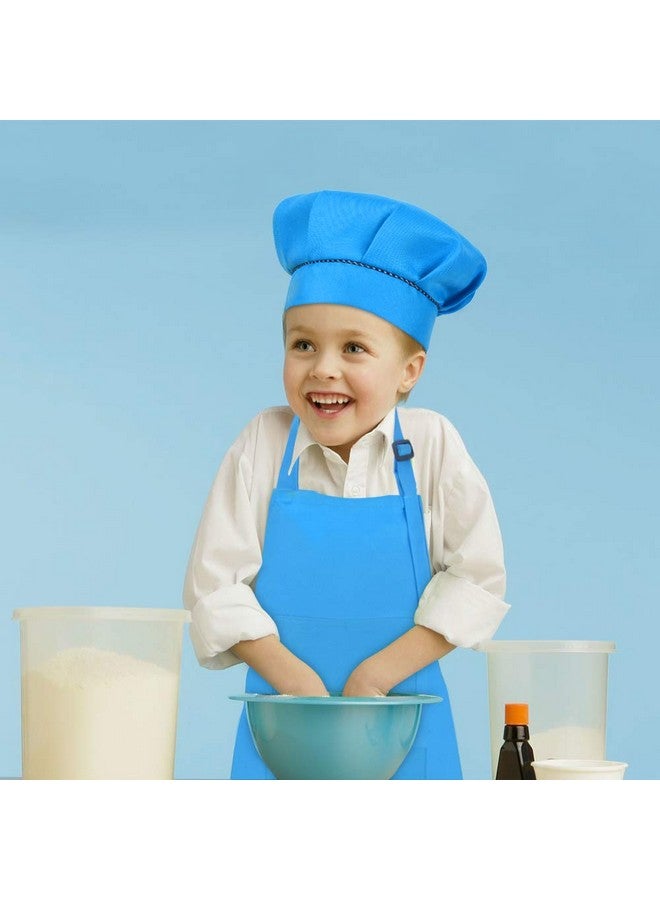 SUNLAND Kids Apron And Hat Set Children Chef Apron For Cooking Baking Painting (Blue, M) - Image 3