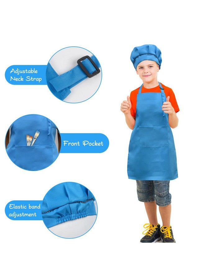 SUNLAND Kids Apron And Hat Set Children Chef Apron For Cooking Baking Painting (Blue, M) - Image 4