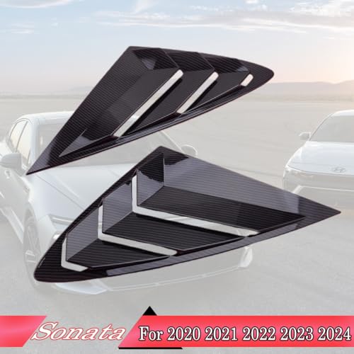 MUXEE 2Pcs Rear Side Window Louvers Air Vent Scoop Shades Cover Blinds Trim for Hyundai Sonata DN8 2020-2025 - ABS Carbon Fiber Sport Interior Accessories（NOT fit N Line Models） - Image 2