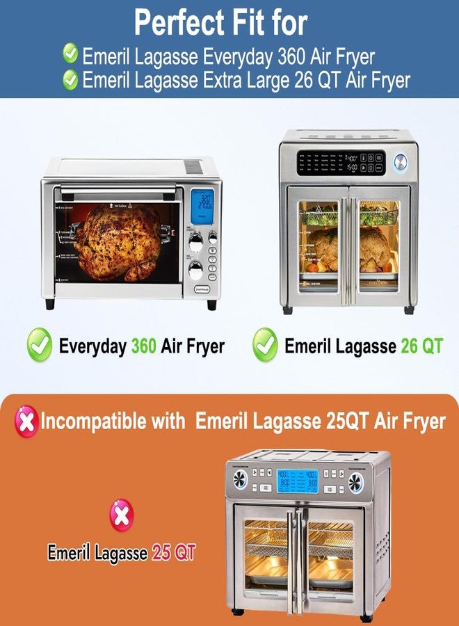 YQL Air Fryer Basket Replacement for Emeril Lagasse 26 QT Everyday French Door 360 Extra Large Air Fryer, 12.6" x 10.2" Stainless Steel Baking Tray,Wire Rack Emeril Lagasse Oven Accessories - Image 2