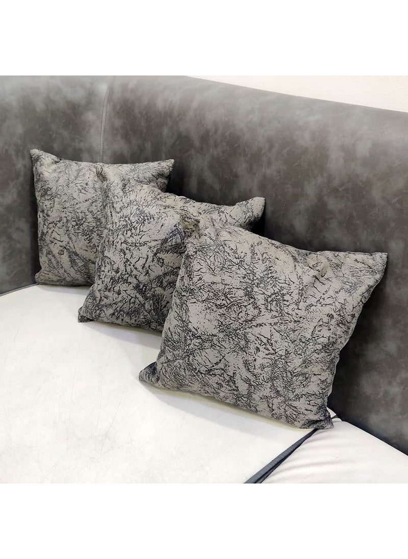 Good Vibes GOODVIBES Grey White Damask Self Design Woven Square 3 Cushion Covers Luxury Modern Pillow Cover for Sofa Living Room Bedroom 12X12 Inch Cushion Cover I  - Image 1