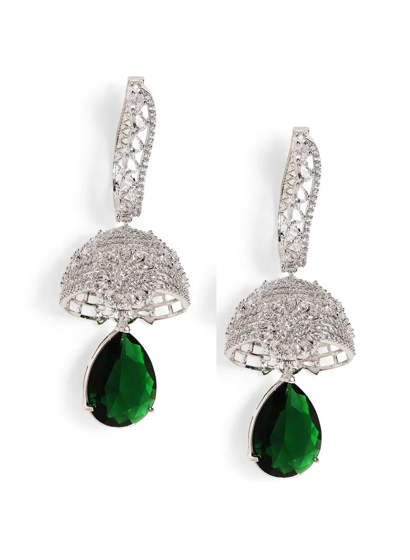 برياسي American Diamond Stone Studded Dome Shaped Jhumkas