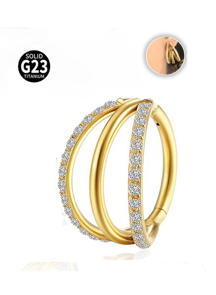 Innoshine Hypoallergenic Titanium Nose Jewelry for Sensitive Skin Surgical Steel Nose Ring & Earrings Gold Nose Hoop with  Zirconia  for Fashion Women &Men - Image 1