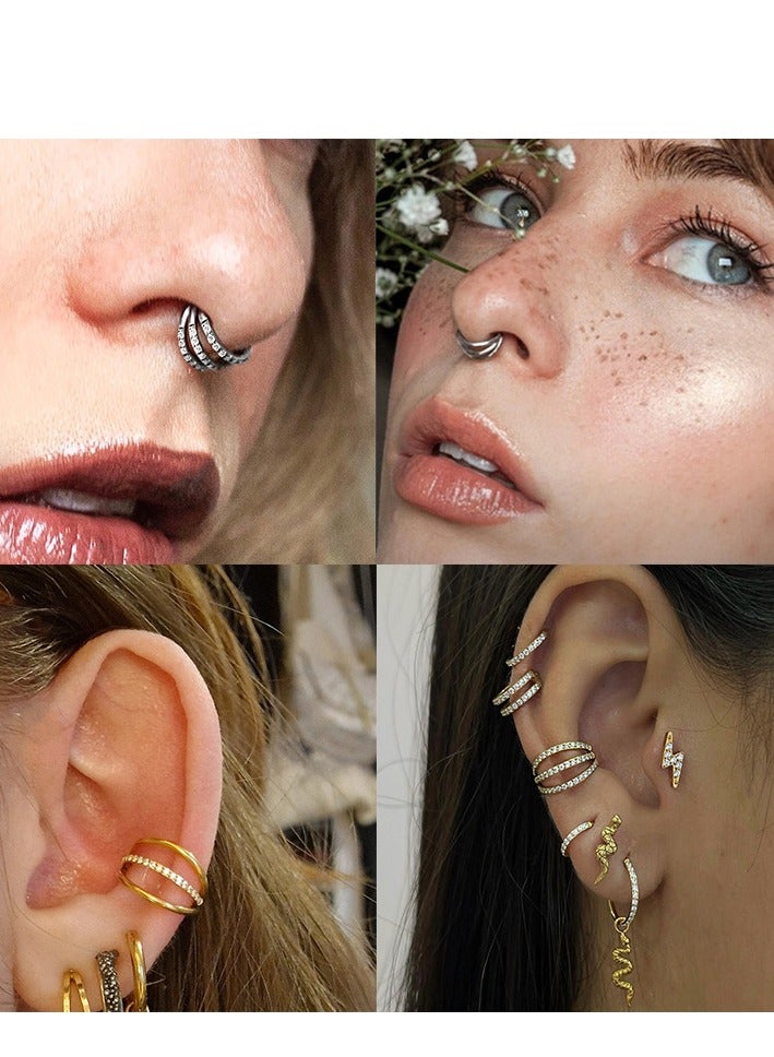 Innoshine Hypoallergenic Titanium Nose Jewelry for Sensitive Skin Surgical Steel Nose Ring & Earrings Gold Nose Hoop with  Zirconia  for Fashion Women &Men - Image 5