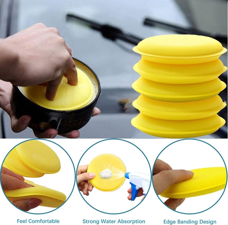 BEANPRECOY 12 Pcs Microfibre Polishing Sponge, 4 Inch Round Wax Applicator Pad for Car Polish, Waxes, Paint Cleaner - Hand Polishing Foam Sponge for Detailing - Image 3
