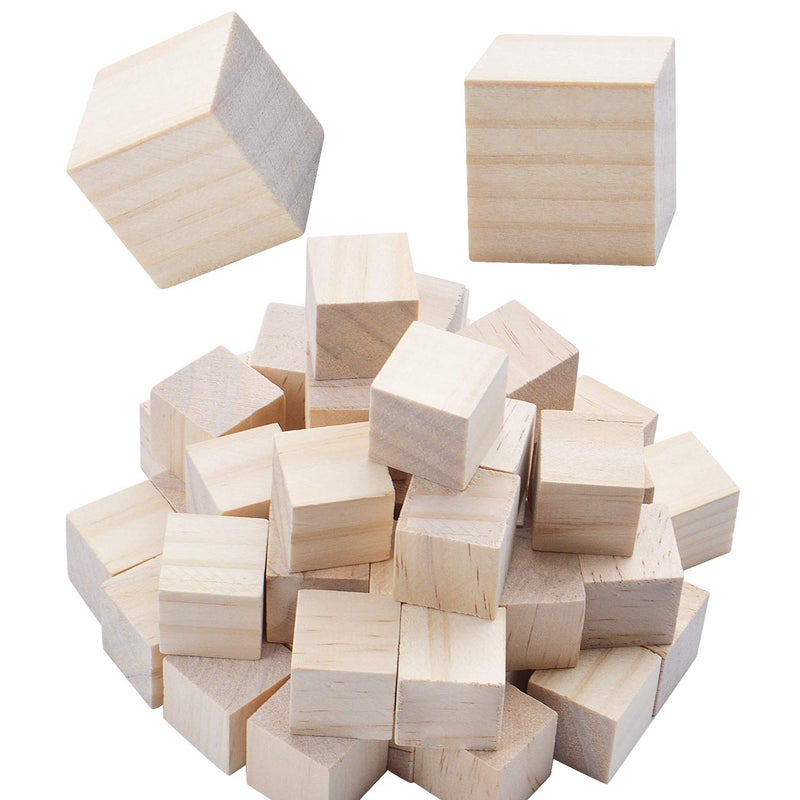 Wood Cubes50pcs Square Blocks Unfinished Cubic Wooden for Math Counting Craft Childlike Game2cmx2cmx2cm