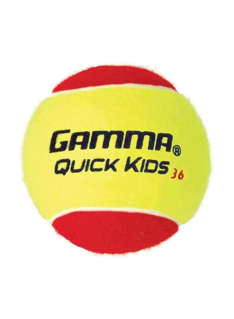 Gamma Quick Kids | bag of 12 , 36' court Training Tennis Balls for Kids & Beginners, Low-Compression Core Reduces Speed & Bounce, Great for Tennis Practice, USTA & ITF Approved for Use in 10 & Under Tournaments - Image 2