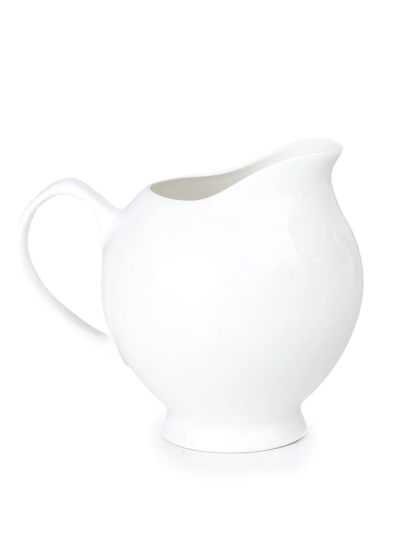 Shallow Shallow 47-Piece Bone China Dinnerware Set White Dinner Set for 8 | Dinner Plates, Dessert Plates Tea Cups Saucers Bowls Salad Bowl Oval Platter Tea Pot Sugar Pot Creamer Salt & Pepper Shakers