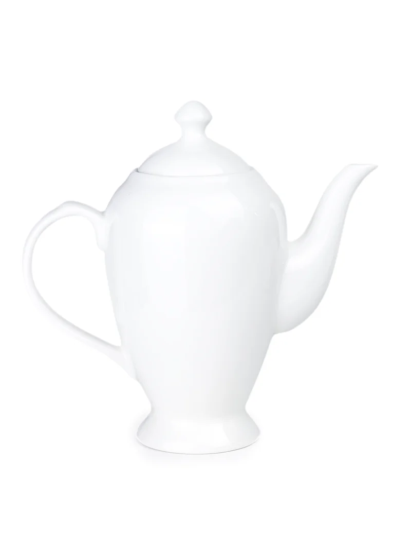 Shallow Shallow 47-Piece Bone China Dinnerware Set White Dinner Set for 8 | Dinner Plates, Dessert Plates Tea Cups Saucers Bowls Salad Bowl Oval Platter Tea Pot Sugar Pot Creamer Salt & Pepper Shakers