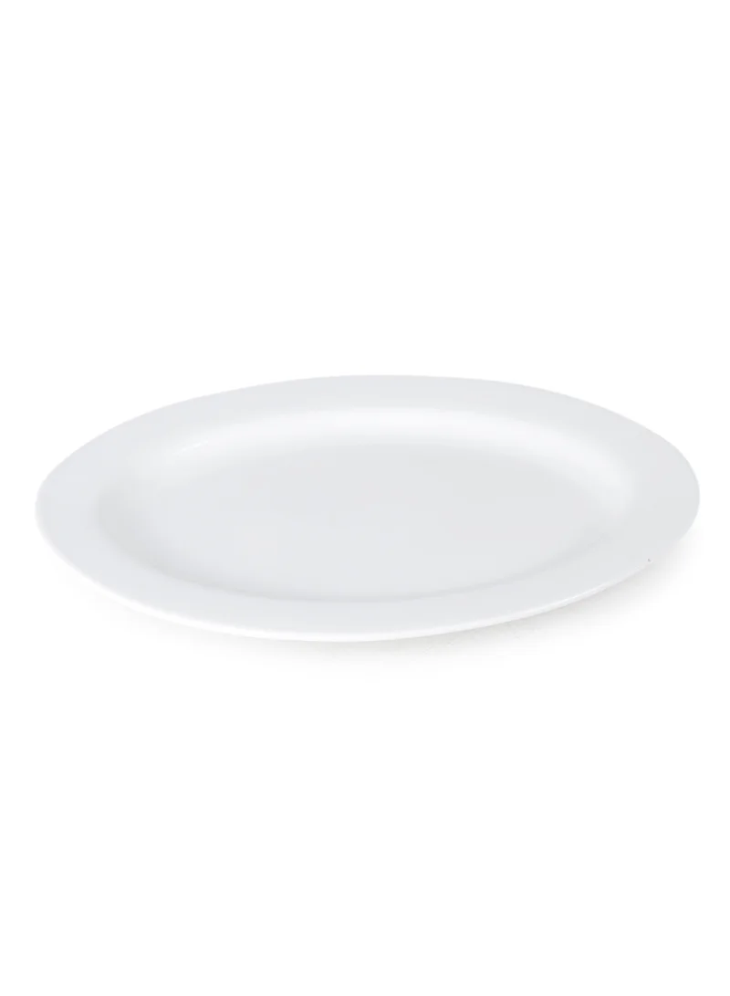 Shallow Shallow 47-Piece Bone China Dinnerware Set White Dinner Set for 8 | Dinner Plates, Dessert Plates Tea Cups Saucers Bowls Salad Bowl Oval Platter Tea Pot Sugar Pot Creamer Salt & Pepper Shakers