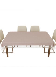 Kuber Industries Kuber Industries PVC Table Cover 6 seater | Table Protector Sheet | Waterproof and Dustproof | Plain Texture Table Cloth | Dining Table Cover | 60x90 Inch | Beige  - Image 1