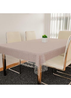 Kuber Industries Kuber Industries PVC Table Cover 6 seater | Table Protector Sheet | Waterproof and Dustproof | Plain Texture Table Cloth | Dining Table Cover | 60x90 Inch | Beige  - Image 2