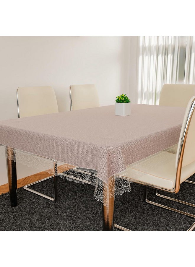 Kuber Industries - Kuber Industries PVC Table Cover 6 seater | Table Protector Sheet | Waterproof and Dustproof | Plain Texture Table Cloth | Dining Table Cover | 60x90 Inch | Beige - Image 1