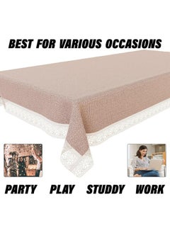 Kuber Industries Kuber Industries PVC Table Cover 6 seater | Table Protector Sheet | Waterproof and Dustproof | Plain Texture Table Cloth | Dining Table Cover | 60x90 Inch | Beige  - Image 4