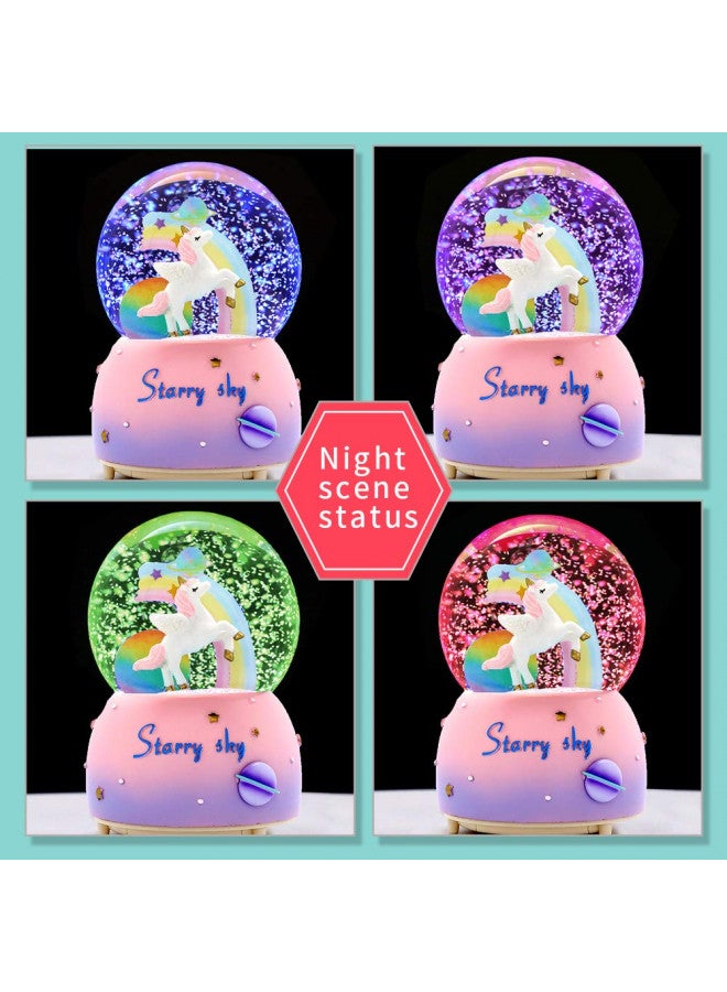 VECU VECU Unicorn Snow Globe for Kids, 100 MM Snow Globe With Musics, Perfect Unicorn Music Box for Girls, Granddaughters Babies Birthday  - Image 2