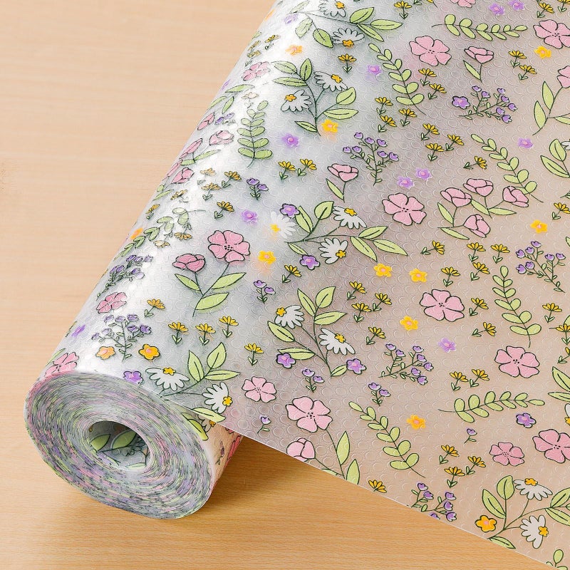 INNOLITES Non-Slip Shelf Liner - Cabinet & Drawer Liner Non-Adhesive - Waterproof Oil-Proof - Durable EVA with Floral for Kitchen Cabinets Refrigerator - BPA-Free, Easy to Cut 11.8" x 360" - Image 1