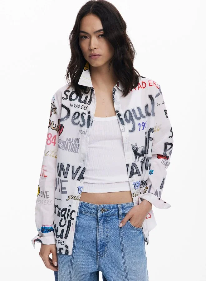 DESIGUAL Cotton Shirt With Letters