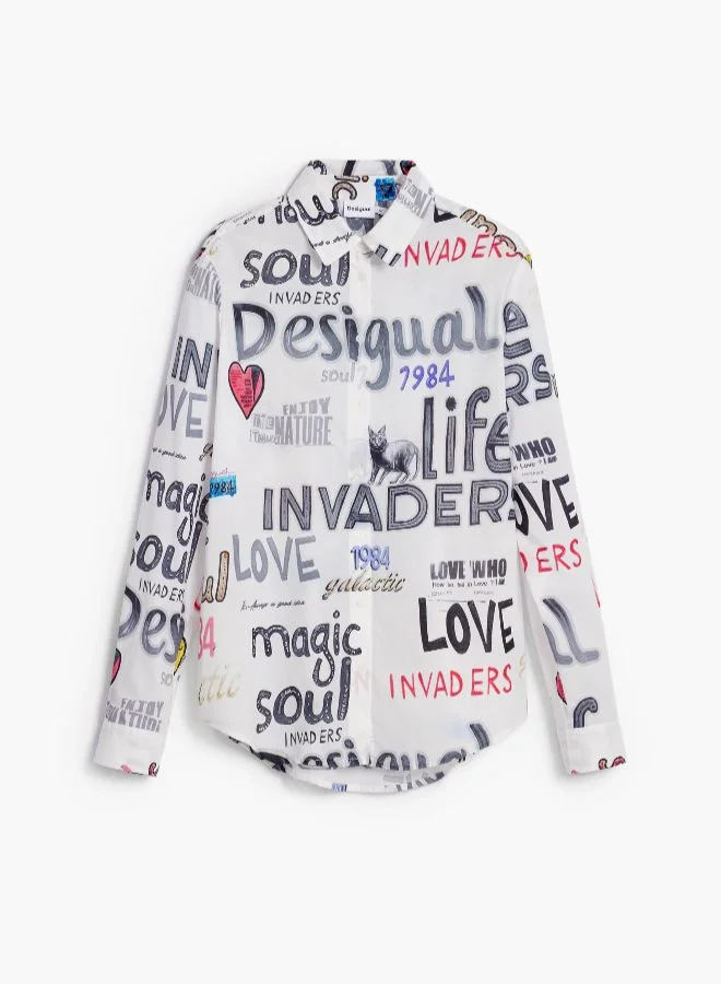 DESIGUAL Cotton Shirt With Letters