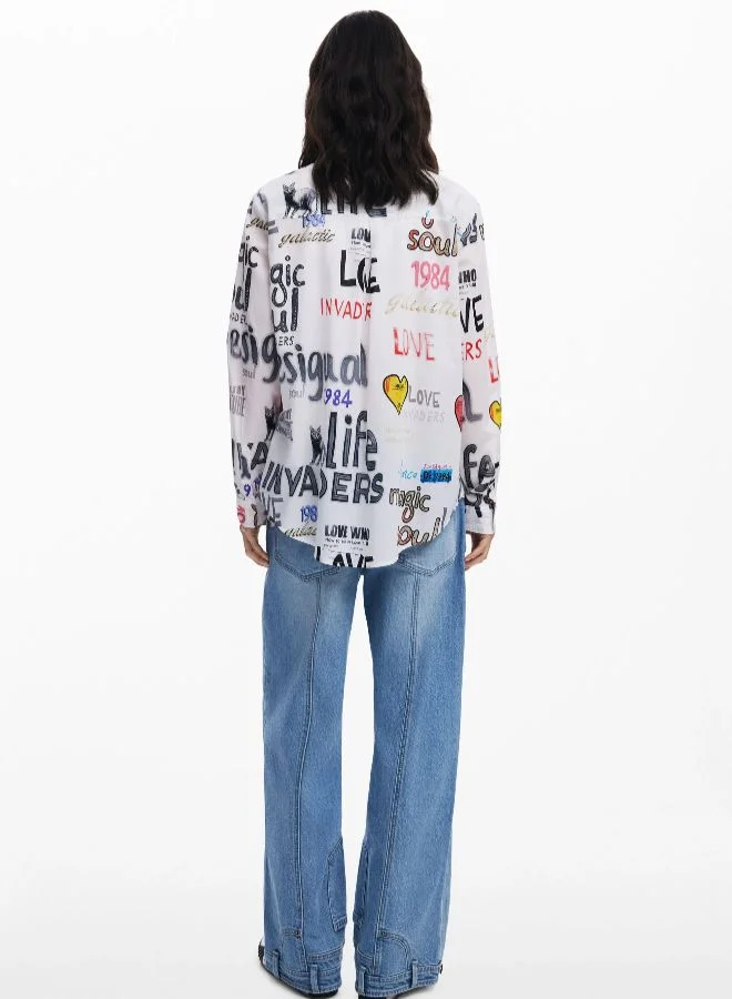 DESIGUAL Cotton Shirt With Letters