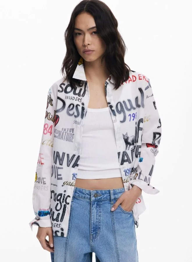 DESIGUAL Cotton Shirt With Letters