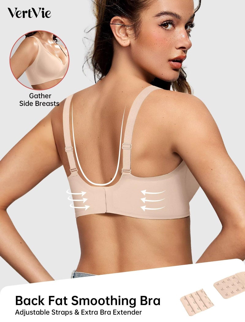 Vertvie Jelly Wireless Bras for Women Push Up Plunge Seamless T-Shirt Bras No Underwire Supportive Full Coverage Bralettes(Nude,X-Large) - Image 3