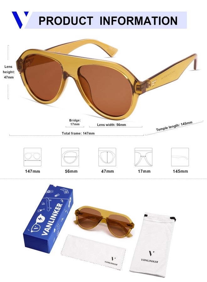 VANLINKER Retro Aviator Polarized Sunglasses for Men Women Trendy 70s Vintage Plastic Frame Sun Glasses VL9750,Orange - Image 5