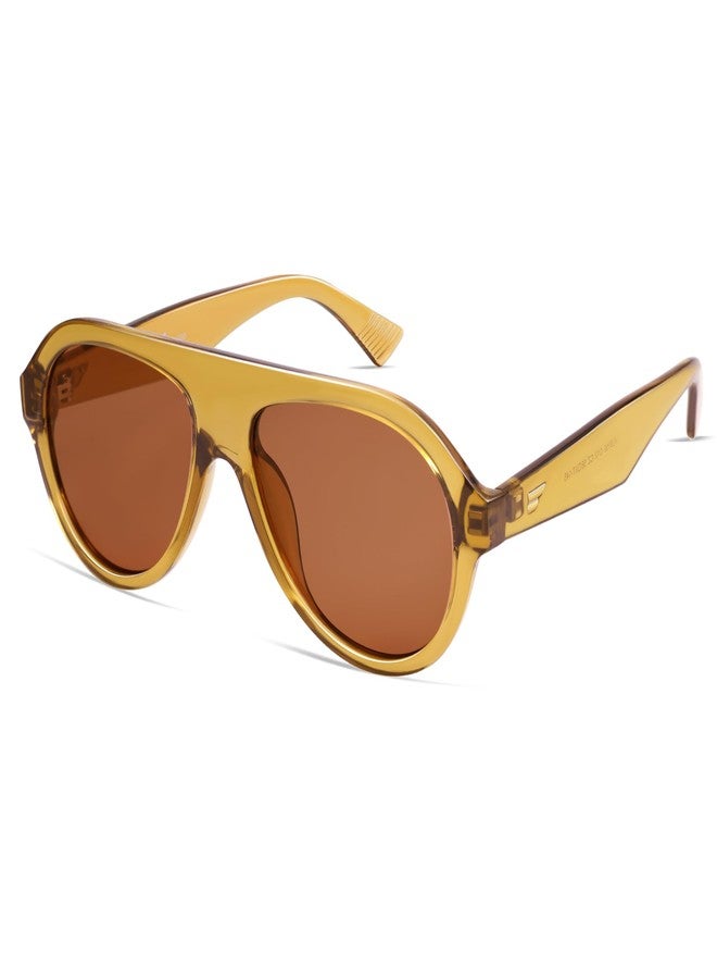 VANLINKER Retro Aviator Polarized Sunglasses for Men Women Trendy 70s Vintage Plastic Frame Sun Glasses VL9750,Orange - Image 1
