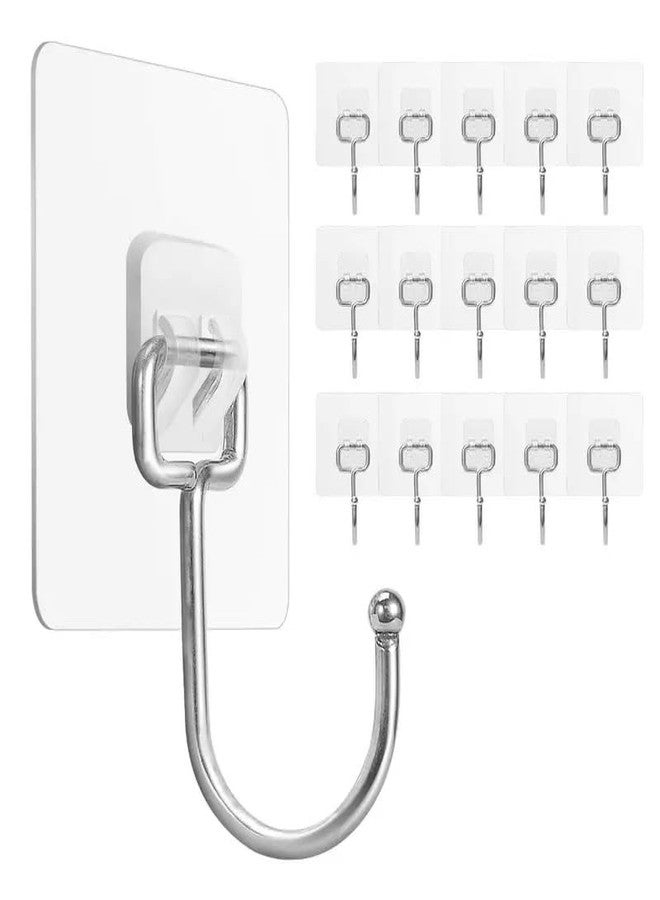 Style Keepers 5Pcs Large Adhesive Hooks for Hanging Heavy Duty, Self Adhesive Sticky Hooks Waterproof Oilproof Stainless Steel Wall Hooks for Home Bathroom Shower Kitchen Outdoor Utility Towel Keys Clear (5 Pack) - Image 1