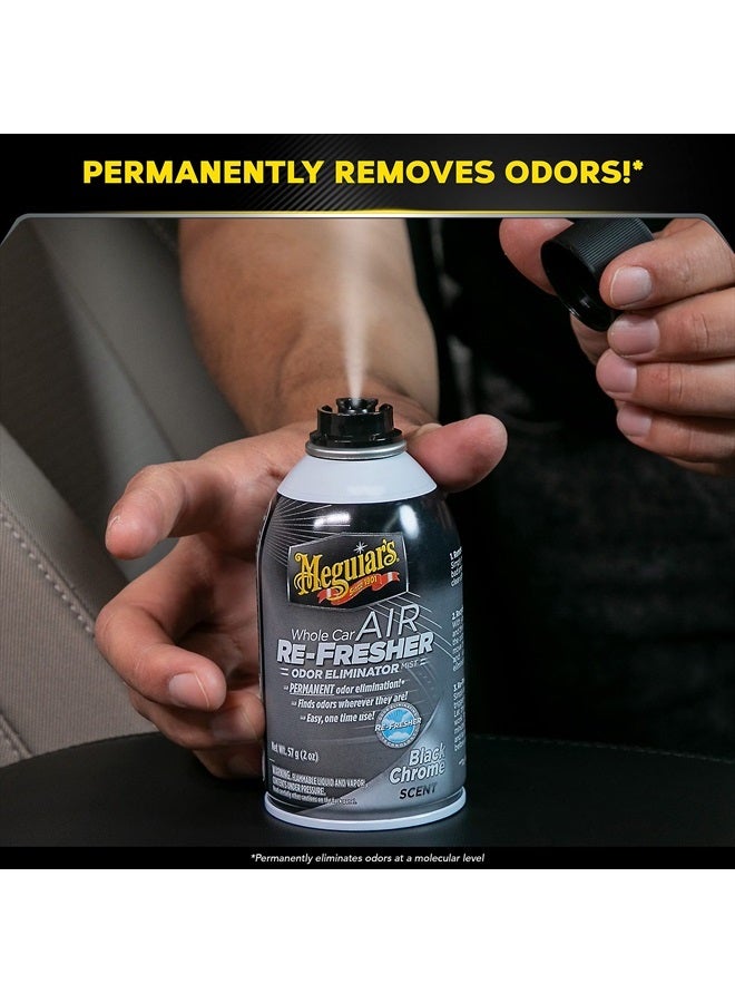 Meguiars Whole Car Air Re-Fresher Odor Eliminator Mist, Black Chrome Scent - Car Odor Remover u0026 Car Air Freshener to Eliminate Bad Odors - 2 Oz Aerosol - Image 2
