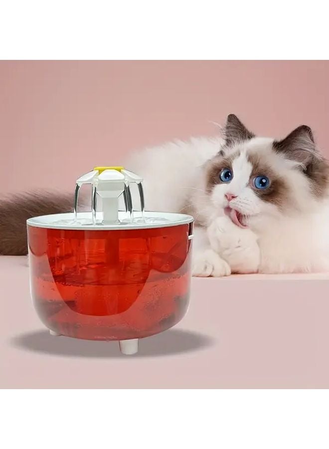 نافورة ماء قطط أوتوماتيكية حمراء، 3 سرعات قابلة للتعديل، تدفق قابل للضبط، سعة كبيرة، تعمل بالطاقة عبر USB، موزع ماء للحيوانات الأليفة - Image 1