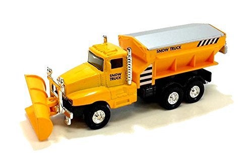 Playmaker Toys Show Plow Truck 6" Die Cast Metal Model Toy Truck w/ Pullback Action Yellow - Image 4